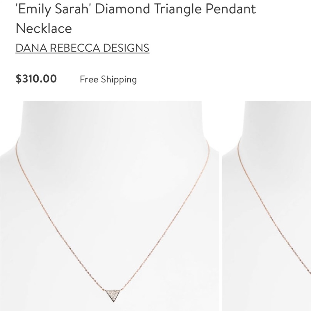 Dainty Triangle 10k rose gold diamond necklace